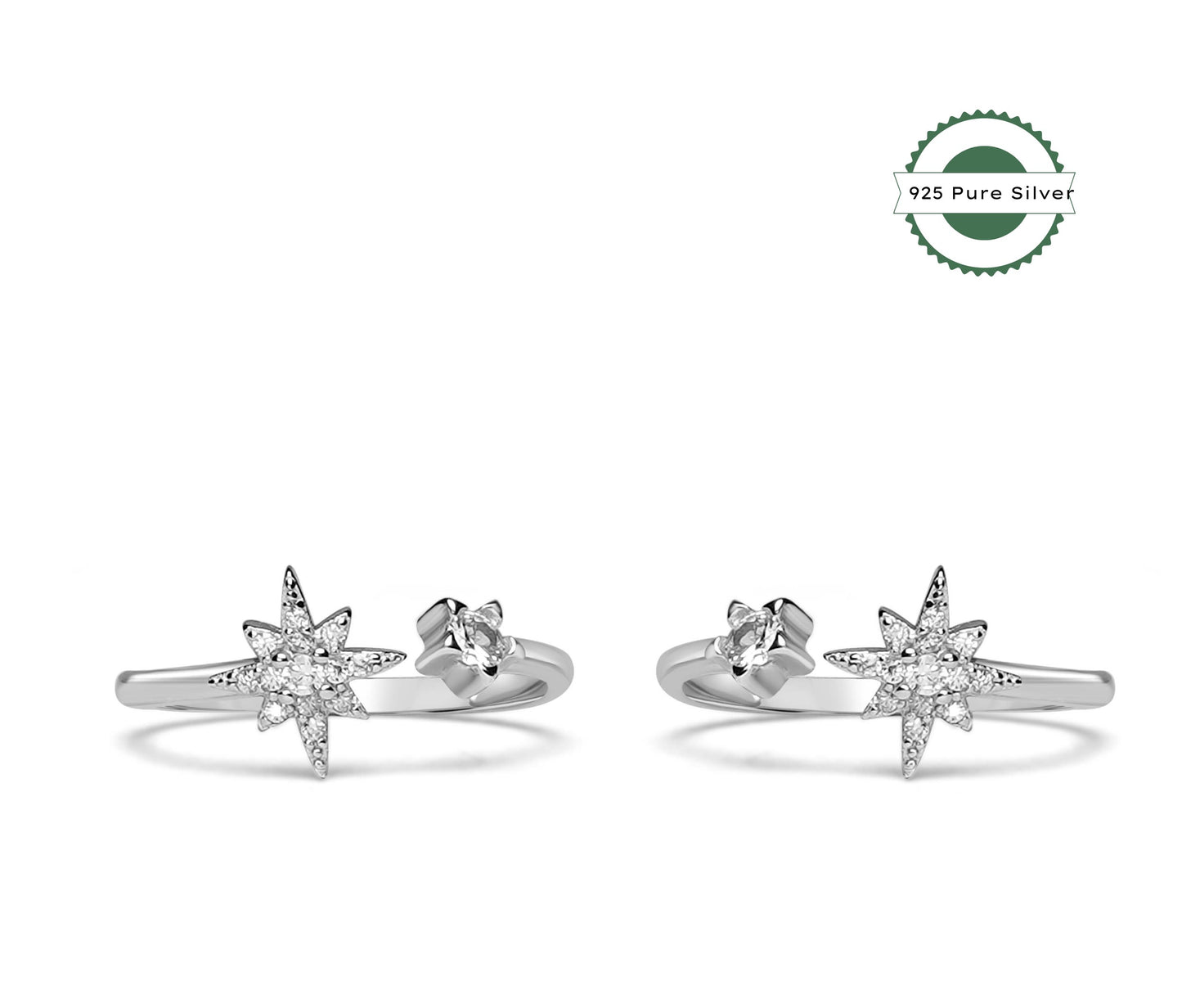 925 Silver Star Solitaire Elegant Toe Ring