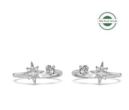 925 Silver Star Solitaire Elegant Toe Ring