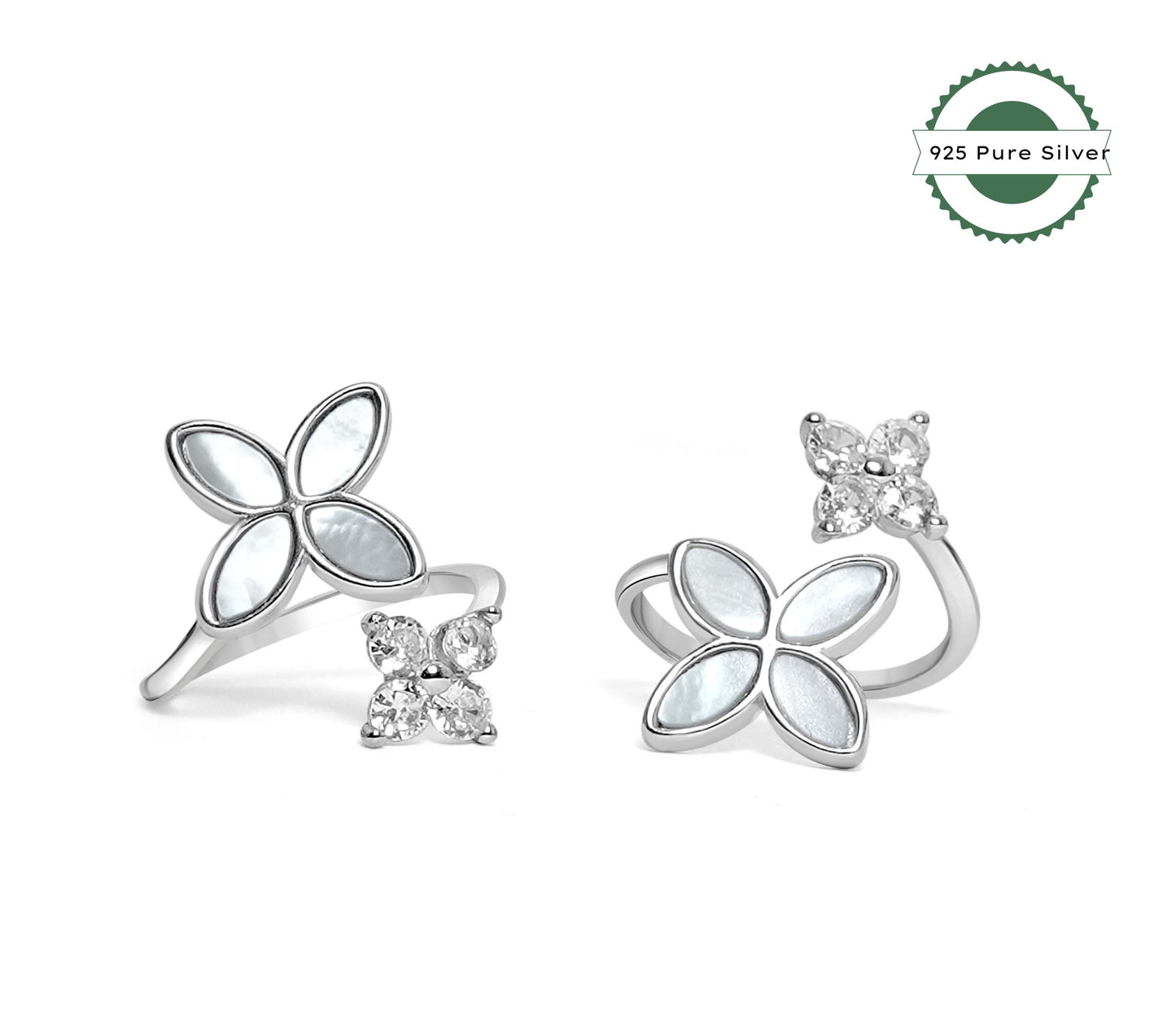 925 Silver Flat Pearl Flower Toe Ring