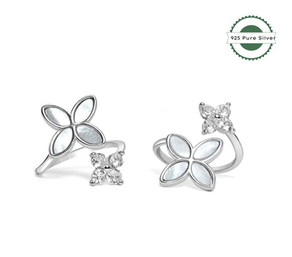 925 Silver Flat Pearl Flower Toe Ring