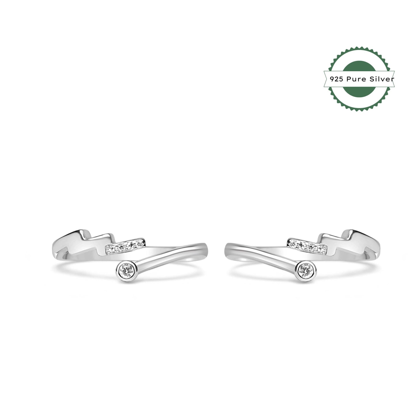 925 Silver Zig-Zag Solitaire Toe Ring