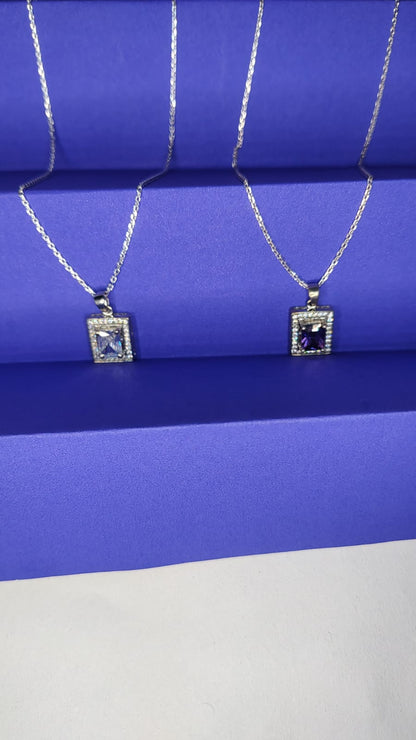 925 Silver Square Stone Pendant