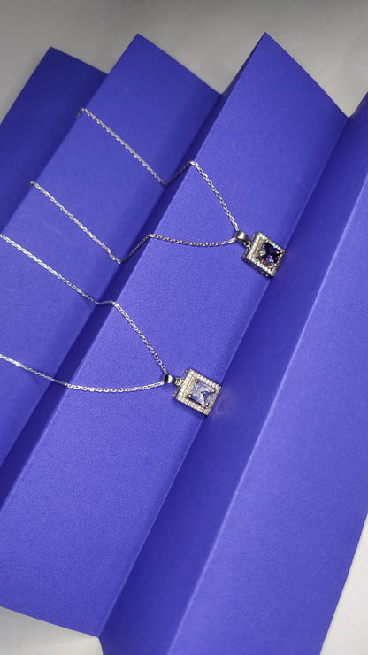 925 Silver Square Stone Pendant