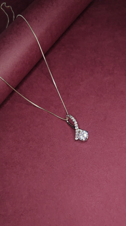 Silver Graceful Curved Solitaire Pendant