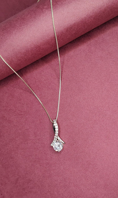 Silver Graceful Curved Solitaire Pendant