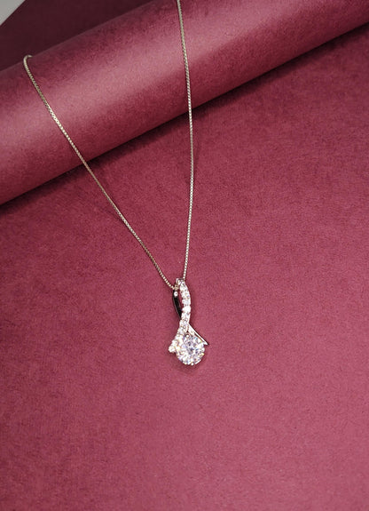 Silver Graceful Curved Solitaire Pendant