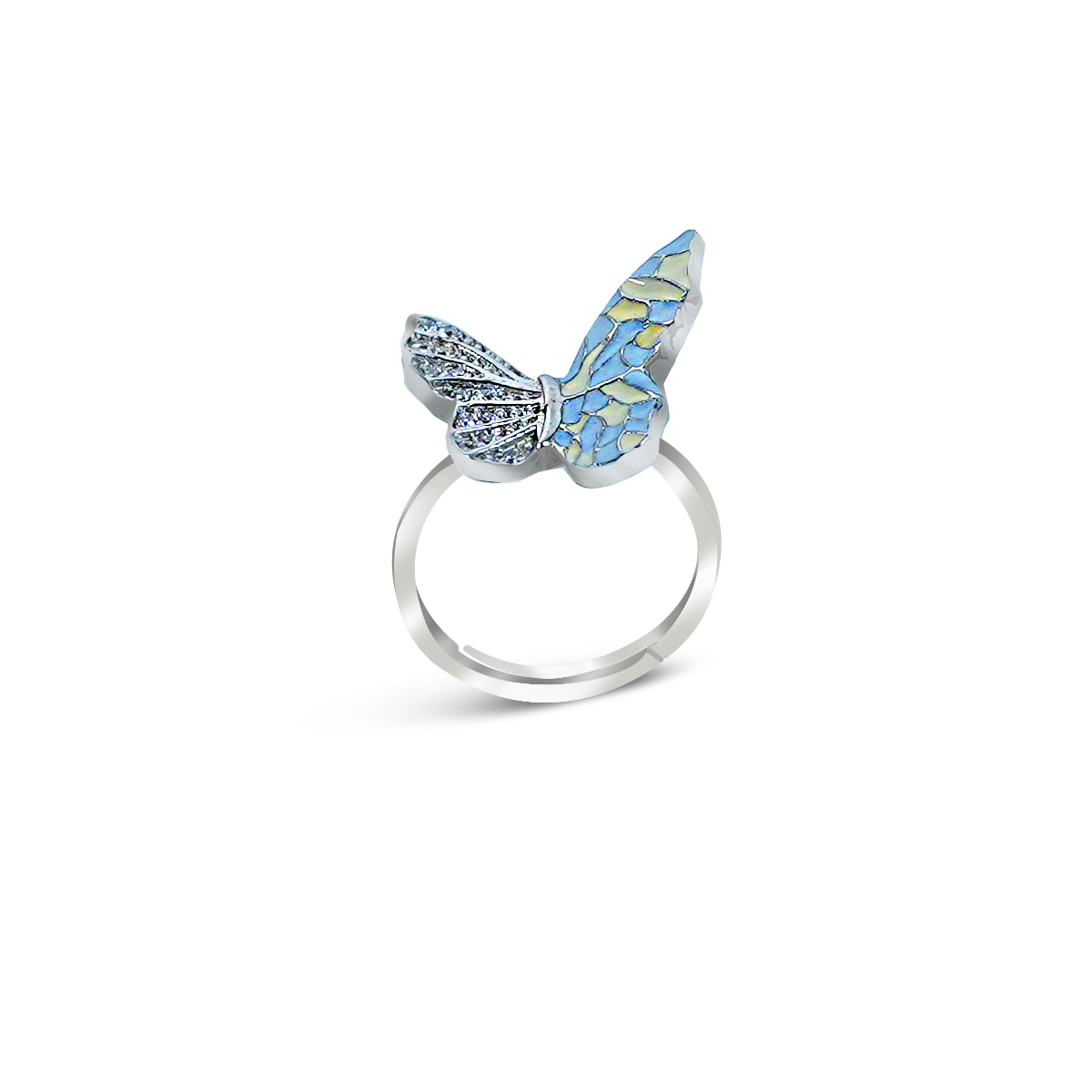 Silver Meenakari Butterfly Ring for DIVAs