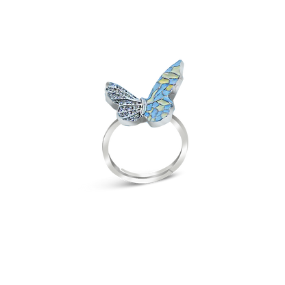 Silver Meenakari Butterfly Ring for DIVAs