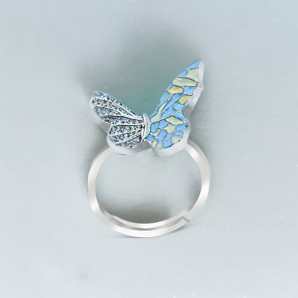 Silver Meenakari Butterfly Ring for DIVAs
