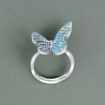Silver Meenakari Butterfly Ring for DIVAs